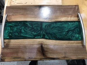 Green Live Edge River Serving Tray - Robert H Woodworks