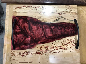 Red Live Edge Wormy Maple Serving Tray - Robert H Woodworks
